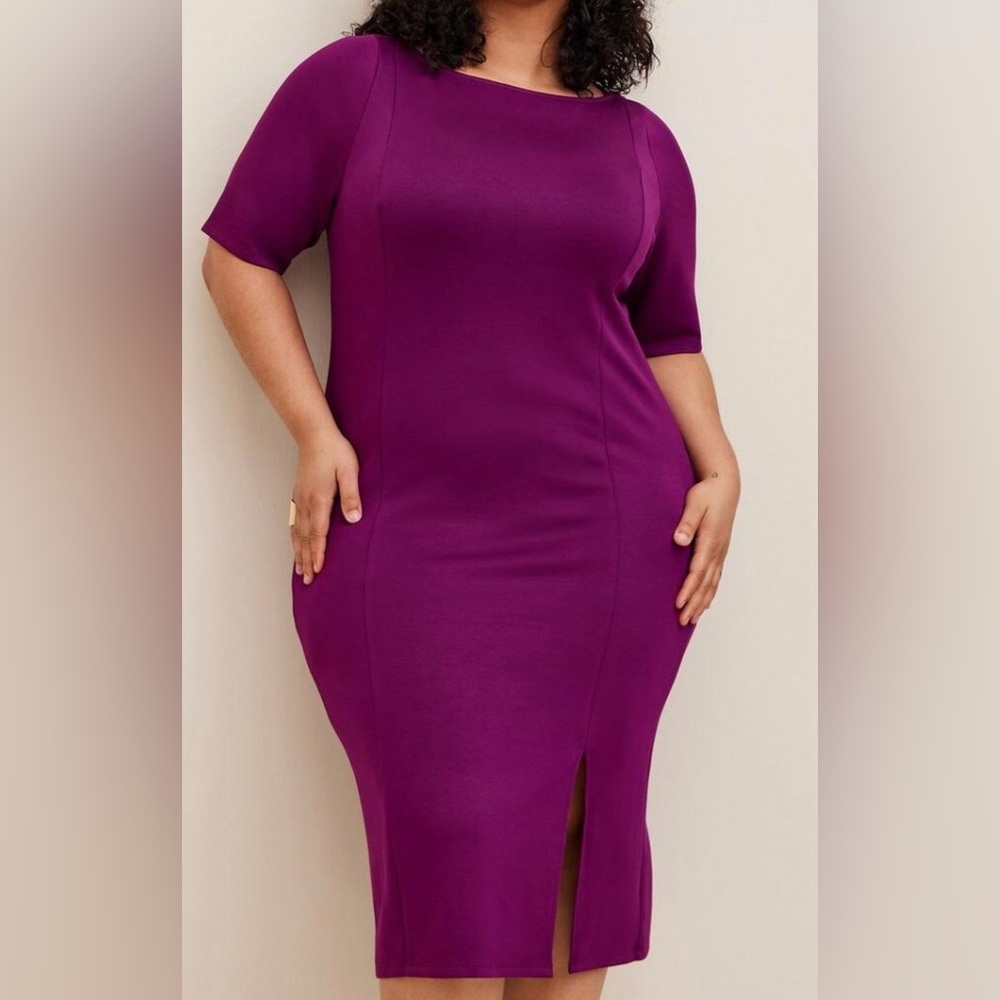 Purple Midi Studio Cupro Bodycon Dress 3x NWT